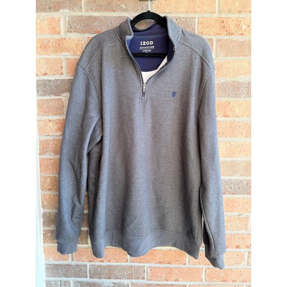 Izod Other - Izod Advantage Performance Mens Gray Stretch Quarter Zip Fleece Sweater Size XLT